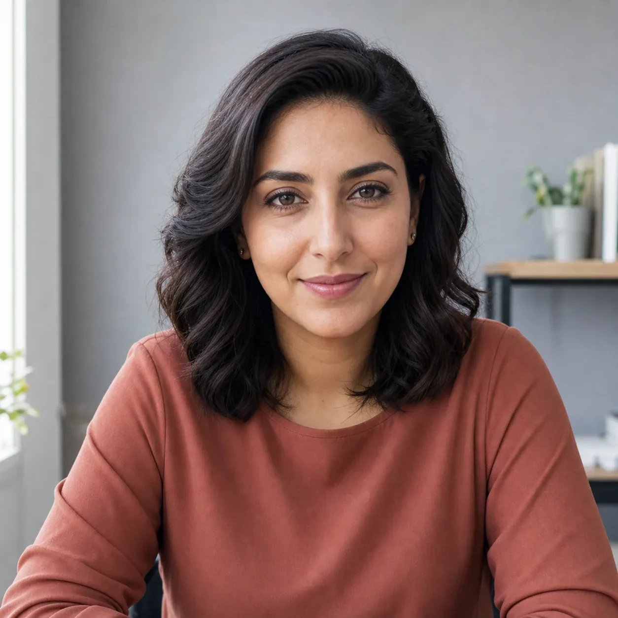 AI-generated portrait of Aya, a fictional adult AI character