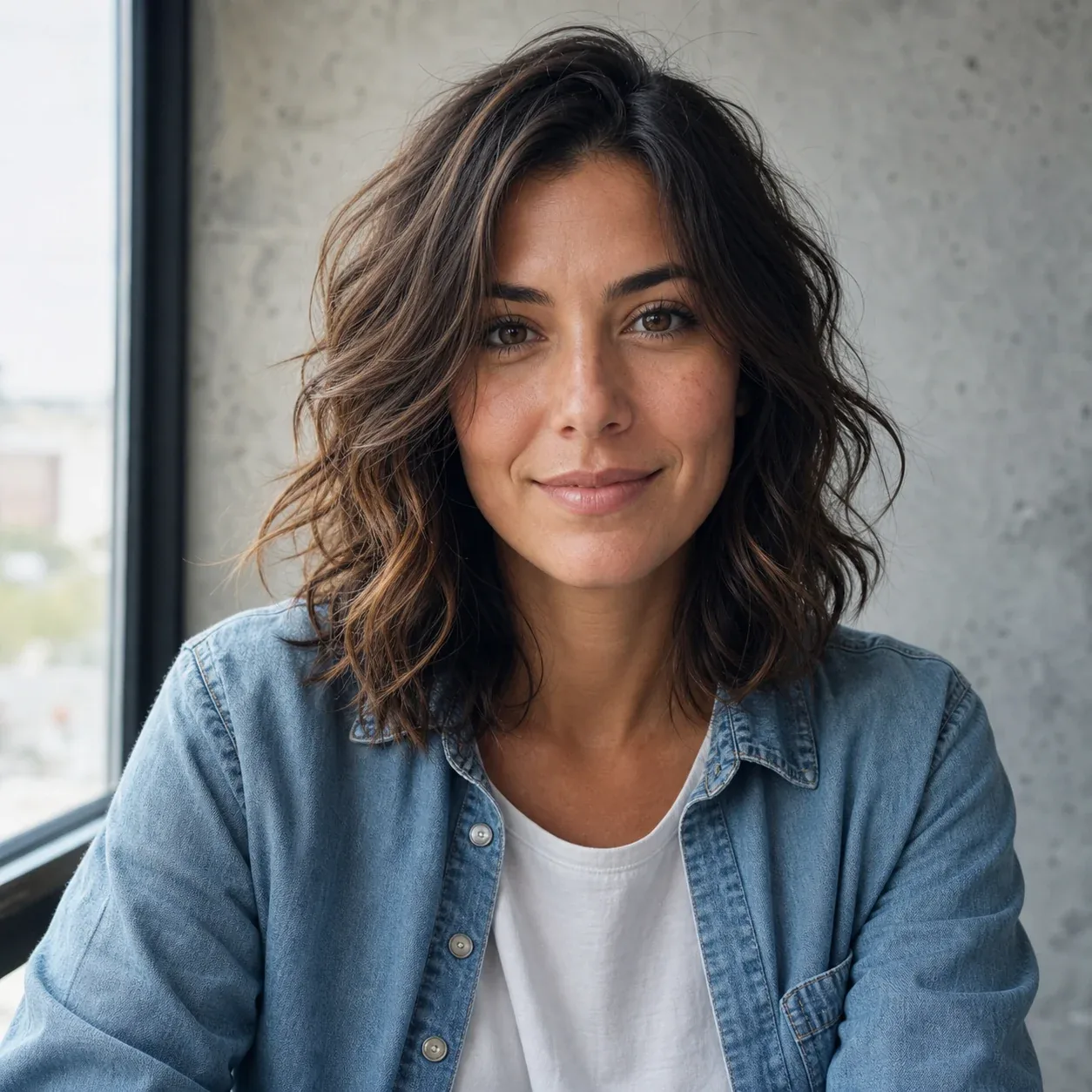 AI-generated portrait of Lena, a fictional adult AI character
